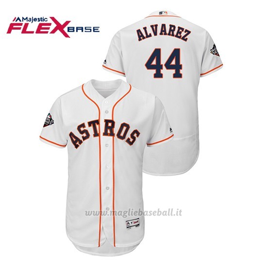 Maglia Baseball Uomo Houston Astros 44 Y Ordan Alvarez 2019 World Series Bound Flex Base Bianco